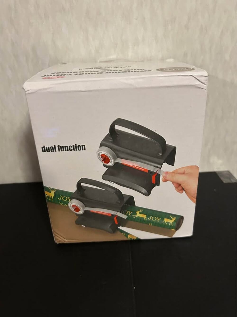 2-Pack Wrapping Paper Cutter with Tape Dispenser & 2 Rolls Tape Red Black